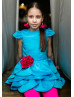 Cap Sleeves Satin Petals Flower Girl Dress